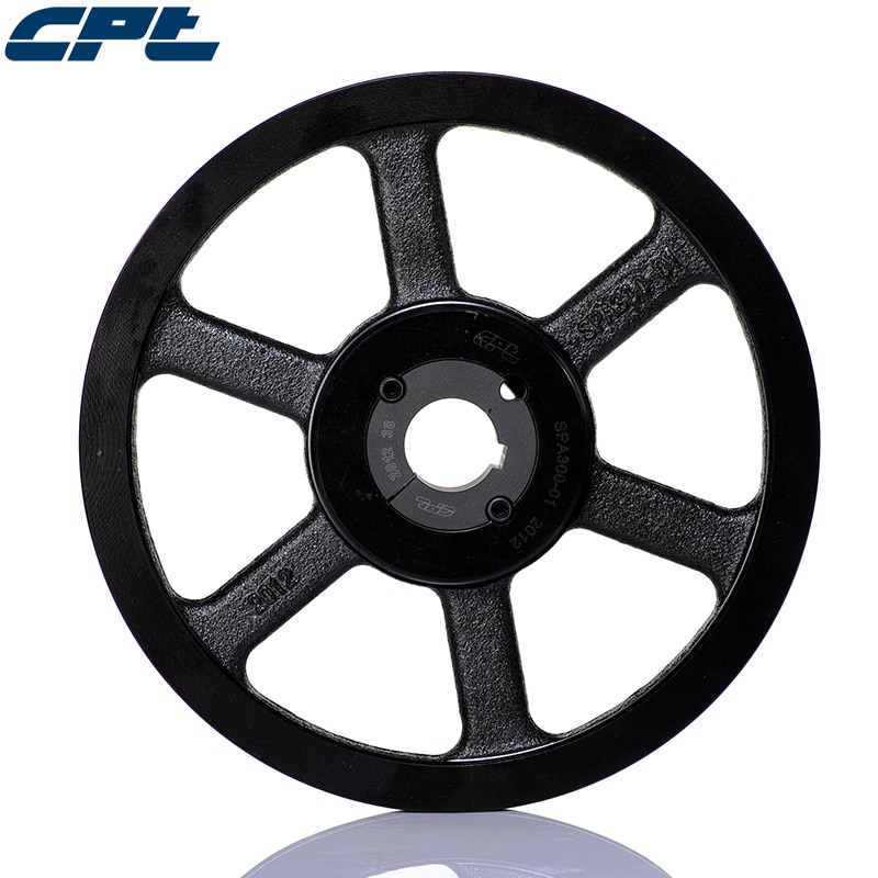 SPA300-01, CPT brand SPA belt single sheave pulley, 300mm pitch diameter, 305.5mm outside diameter, taper bush