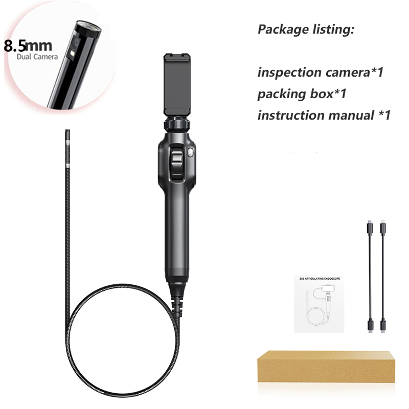 Typ C 360 ° Dwukierunkowa obrotowa przegubowa kamera endoskopowa HD 1080P inspekcja samochodu endoskop przemysłowy z 8 diodami LED dla IOS Android: WHITE