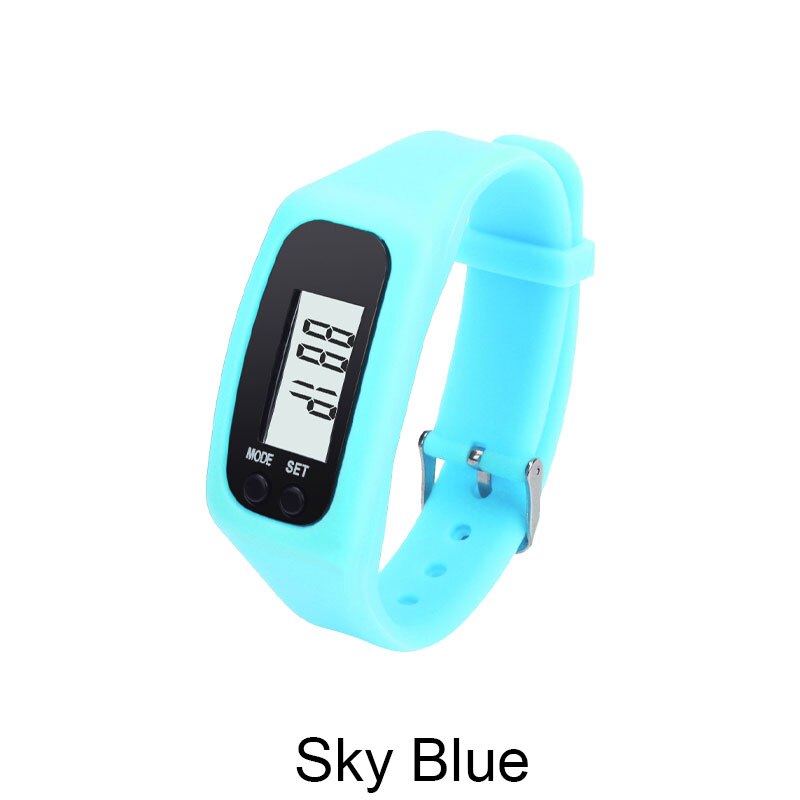 Smart klocka stegräknare löpning sport armband tracker steg pulsmätare räknare promenader fitness armband armband: Himmelsblå