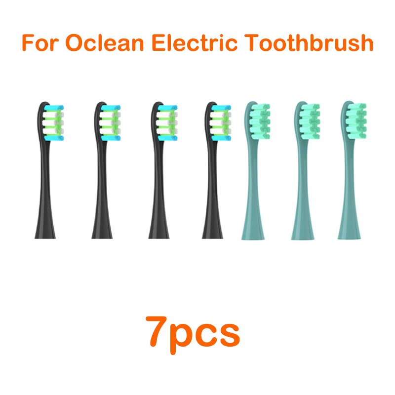 For Oclean Flow/X/ X PRO/ Z1/ F1/ One/ Air 2 /SE Brush Heads Soft DuPont Sonic Toothbrush Vacuum Bristle 7pcs Replacement Heads: Cyan