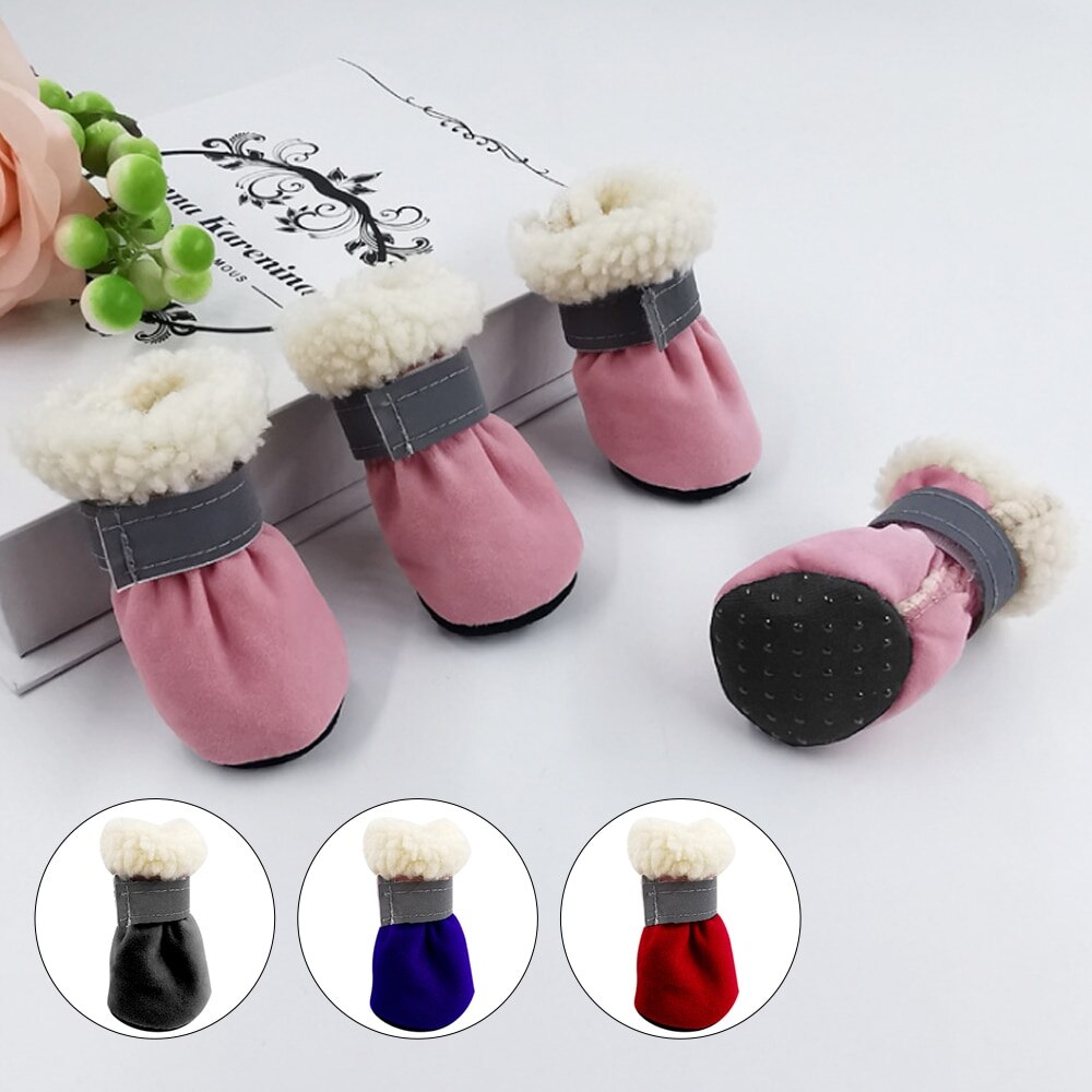 Hondenschoenen, reflecterende sneeuwlaarzen, wintersokken, antislip kattenschoenen voor honden en katten, reflecterende strip schoenen voor huisdieren, antislip 4 stuks