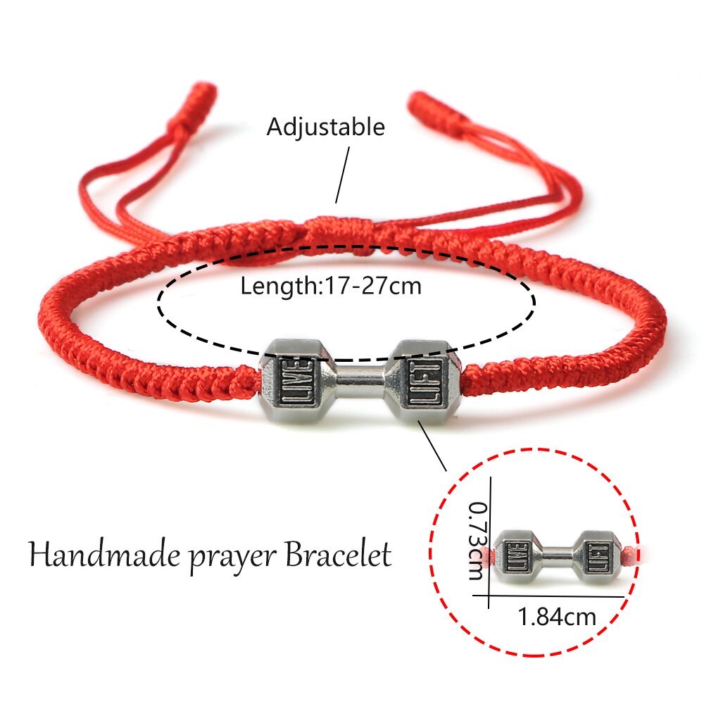 Bracciale intrecciato con ciondolo con manubri energetici Bracciale regolabile in corda di nylon fatto a mano da donna Preghiera Coppia Bracciale Gioielli Regalo Moda