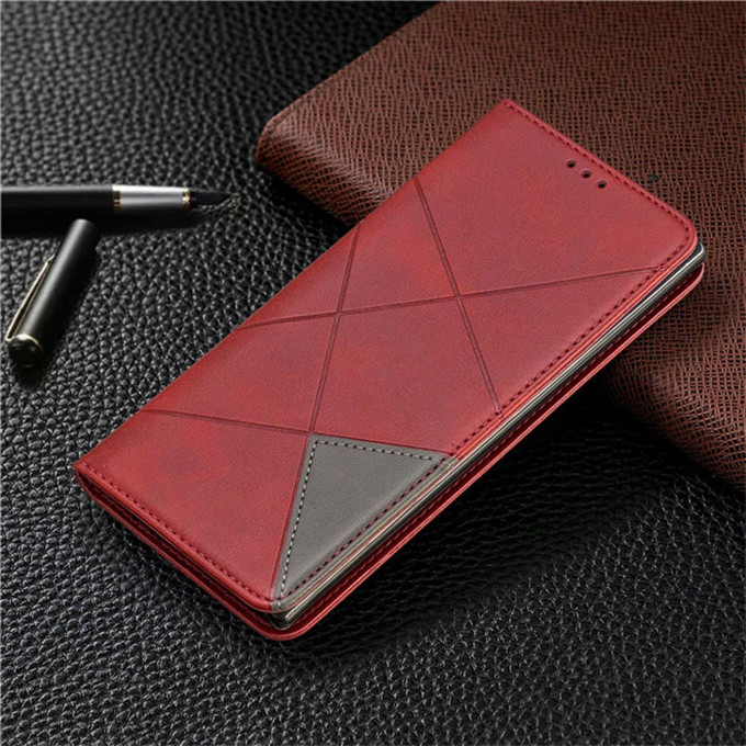 6 colors Luxury geometric business Magnetic holster For Nokia 2.2 3.2 1plus 4.2 6.2 7.2 Card slot flip stand Cover case: For nokia 3.2 / red