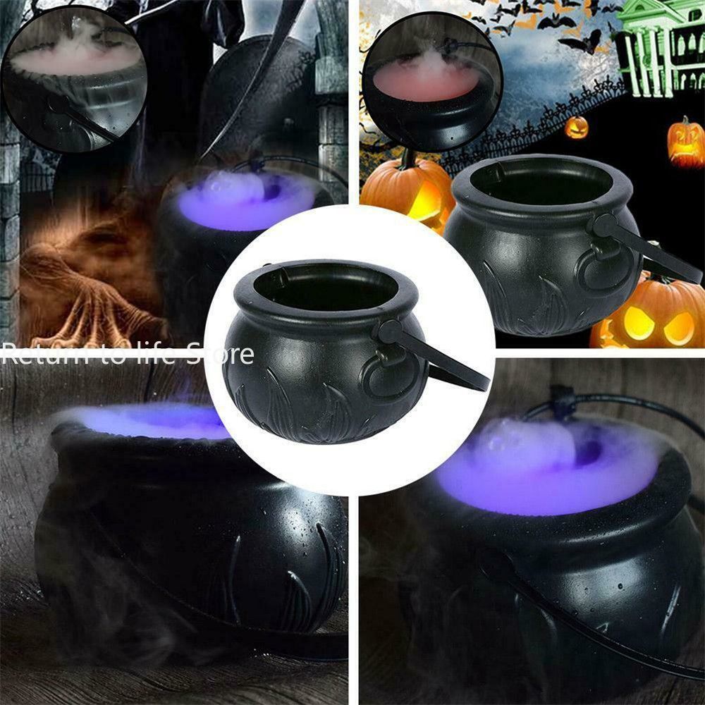 Caldero de plástico para decoración de Halloween, tarro de Calavera, niebla, humo, niebla, utilería para , barril de bruja
