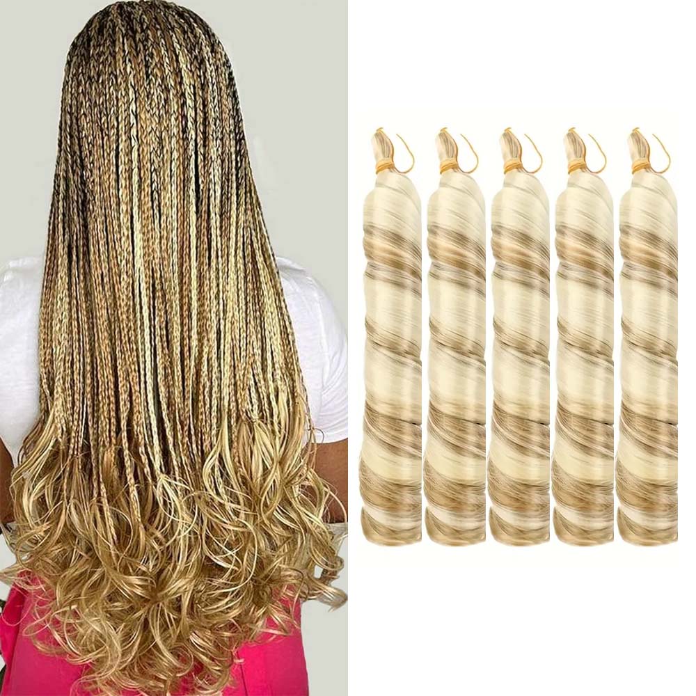 3/5 packungen 24 cm langes, synthetisches häkelhaar mit französischen locken, vorgedehnt, locker gewellt, zum flechten, ombré-locken, zöpfe: 27/613# / 5 teile/los