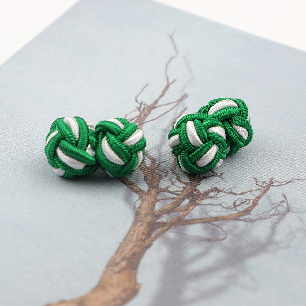 Novità nodi di Seta CufflinksMixed Tre Colori FAI DA TE Intrecciato Handmade Elastico Corda Doppia Sfera Gemelli Per Gli Uomini Regalo NO.1-20: 7