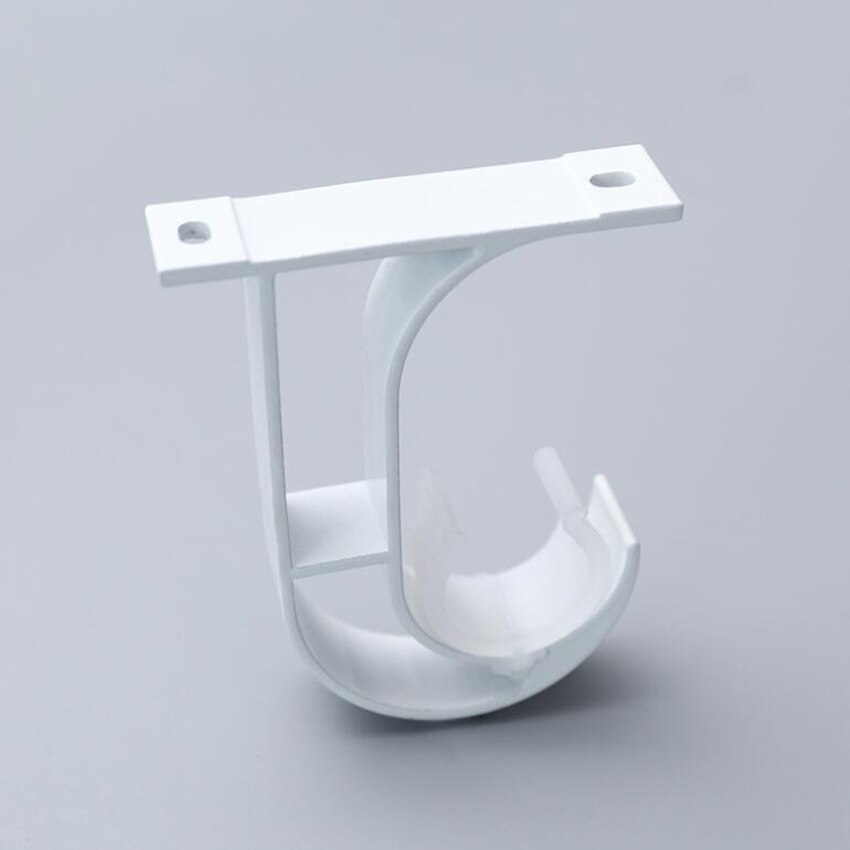 Wall/ Ceiling Mount Curtain Drapery Rod Bracket Heavy Duty Single Curtain Rod Brackets Holders Curtain Accessories, Black, White