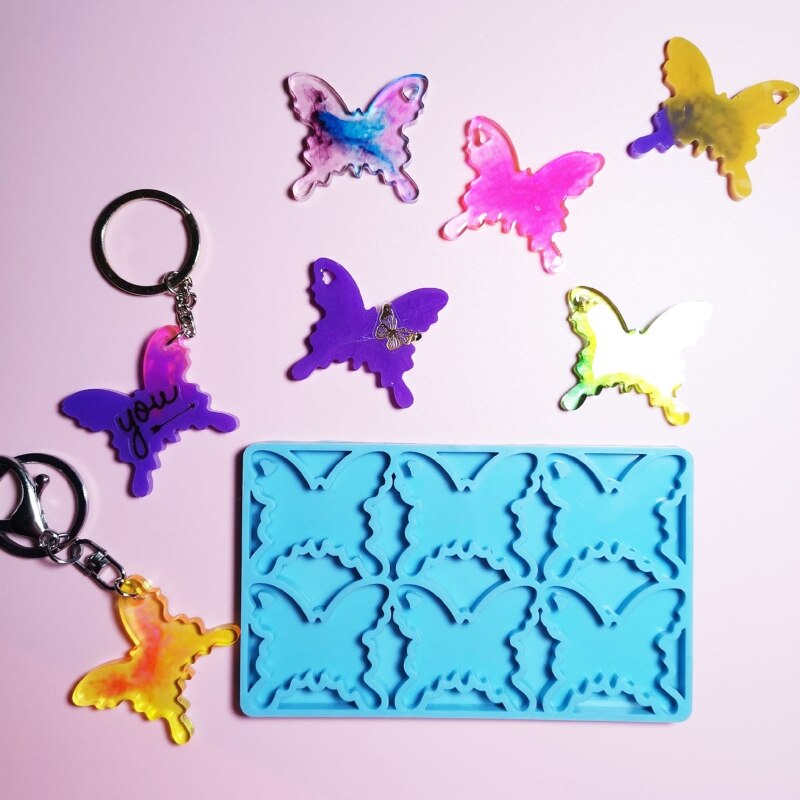 Kształt motyla DIY biżuteria z żywicy odlewania silikonowe formy do brelok naszyjnik wisiorek Craft kształt motyla formy epoksydowej