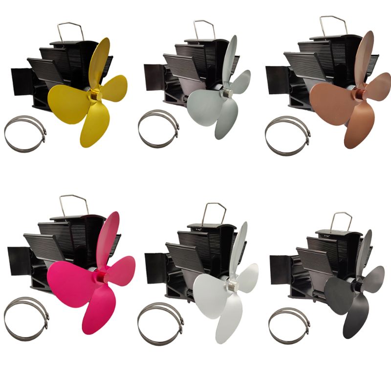 4 -lapainen lämpökäyttöinen takka uuni riippuva takkapuhallin alumiini hiljainen ympäristöystävällinen puukamiinoihin - uunin tuuletin