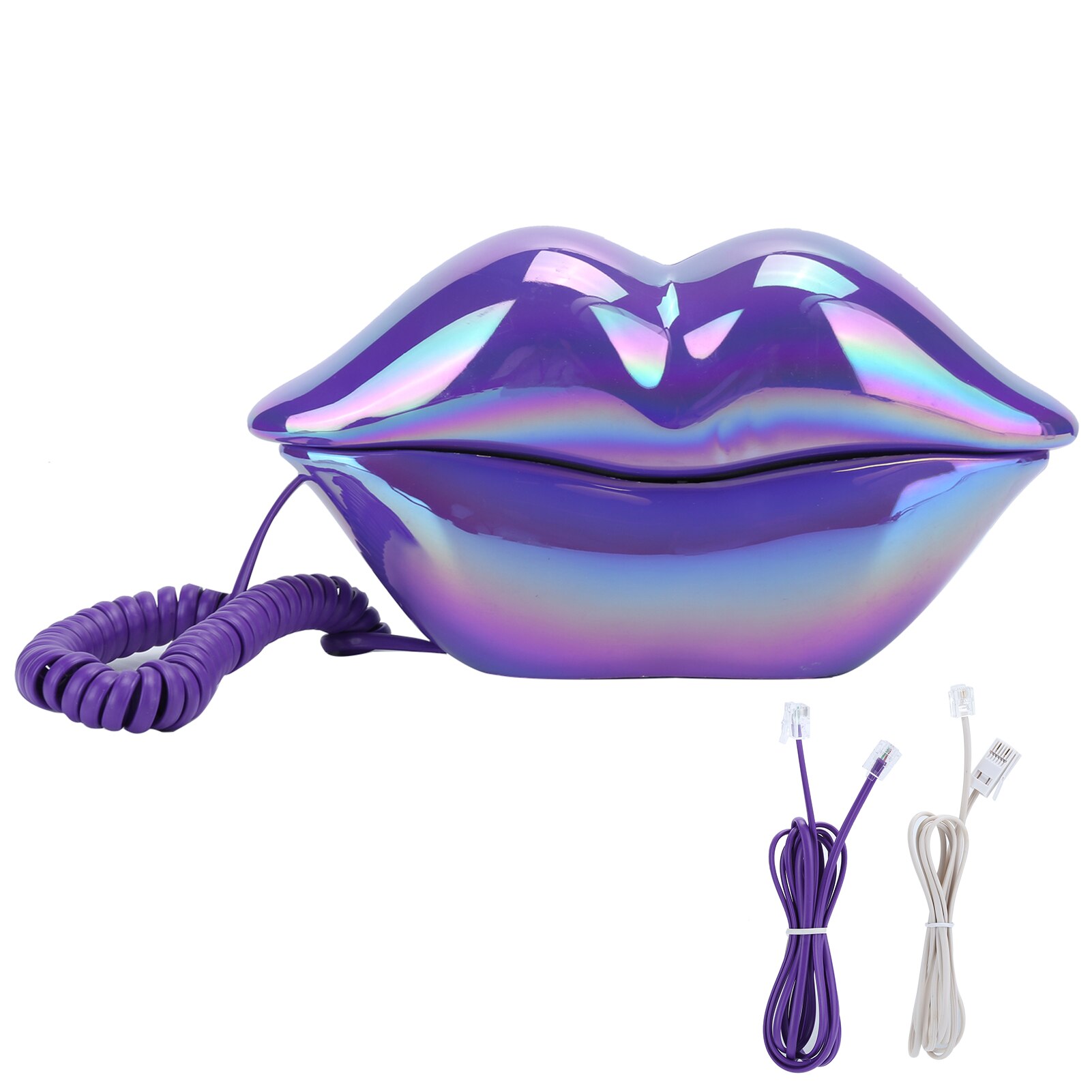 Fashionable Funny Lip Shaped Telephone Desktop Corded Fixed Telephone Landline Phone Mouth Telephone for Home Hotel Office Use: Purple