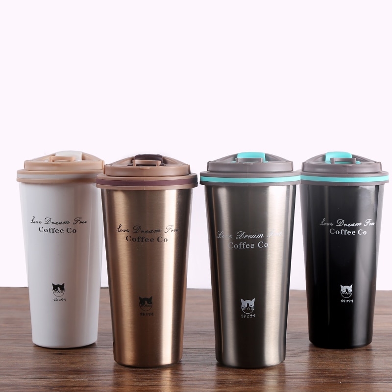 500Ml Thermos Mok Koffie Cup Lekvrije Dubbele Muur Roestvrij Staal Thermosflessen Bpa Gratis Thermos Mok Voor Auto water Fles