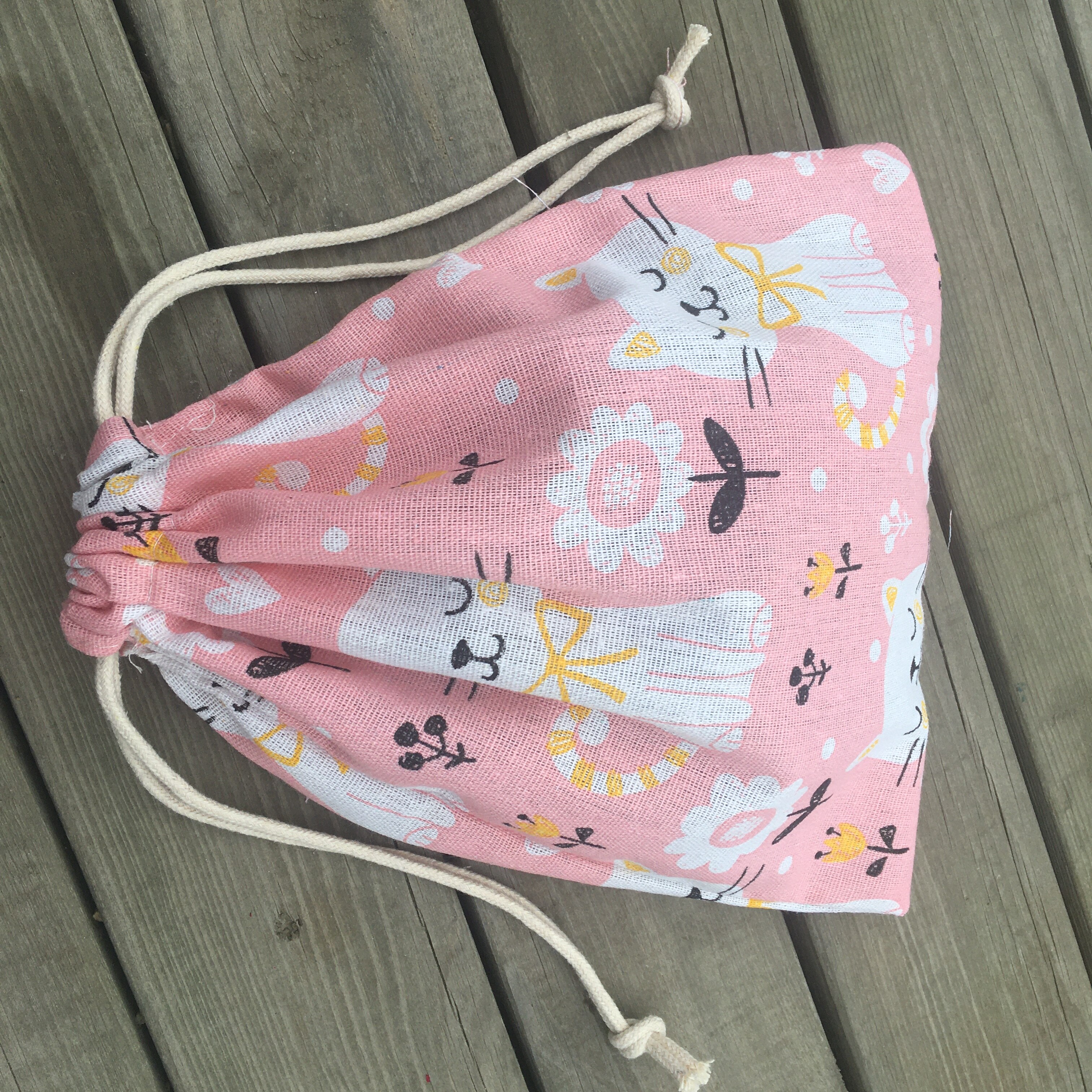 1pc bomullslin-snøring organisert veske festveske hvit kattebunn  yl618c