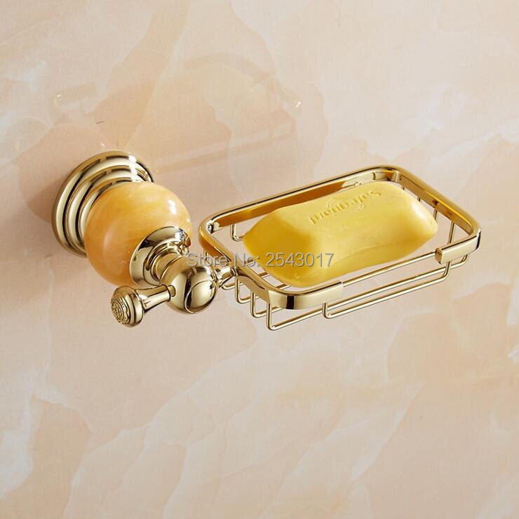 Hoogwaardige Jade Golden Zeephouder Muurbevestiging Badkamer Accessoires Douche Zeep Mand ZR2622