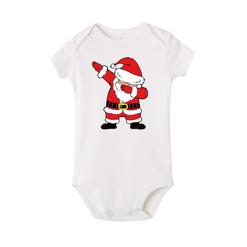 Dabbing Santa Graphic Print Baby Bodysuit Cute Short Sleeve Body Baby Christmas Romper Infant Baby Boy Girl Onesie Clothes