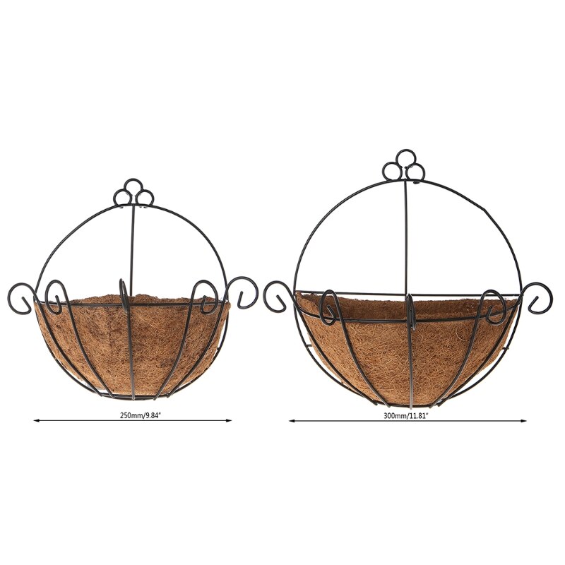 Bloempot Ijzer Kokosnoot Diy Tuin Opknoping Plantenbakken Muur Manden Pot Half Ronde P9YB