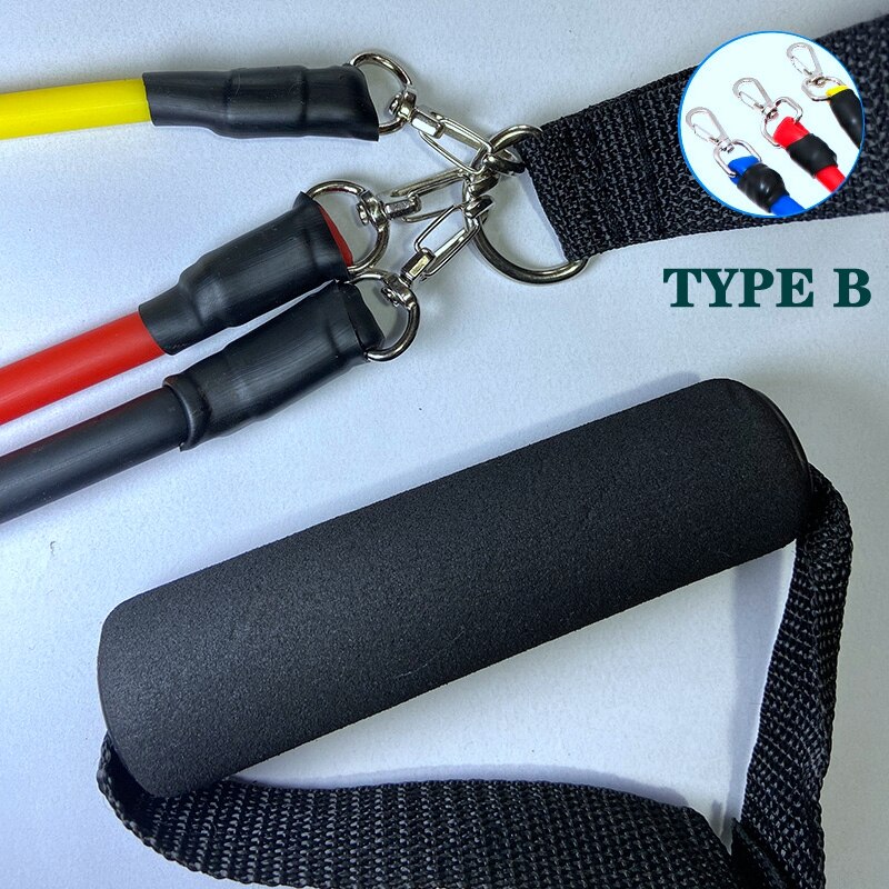 Versterkte 11Pcs Bodylastics Resistance Bands Set Met Deur Anker, Handgrepen, Enkelbandjes Voor Home Gym Workout: Type B