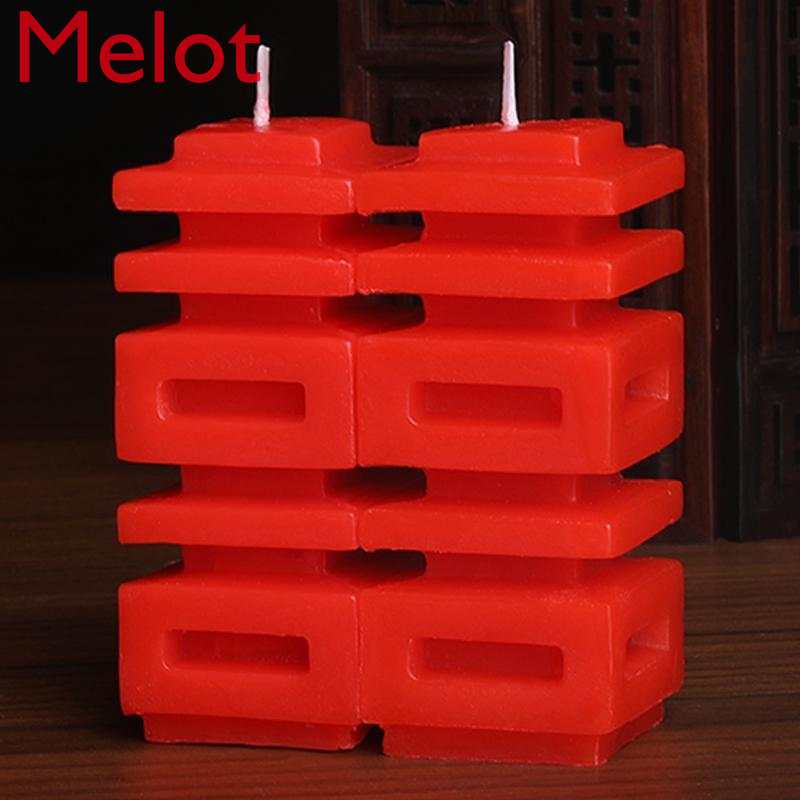 Baitang-Conjunto de suministros de boda de dragón y Phoenix Xi, vela de personaje, un par de velas Rojas