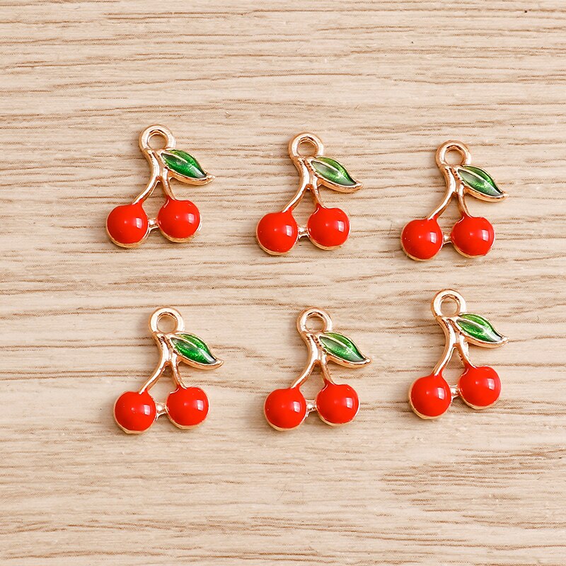 10 pçs/lote Esmalte Encantos para Brincos Pingentes Colares Fruta Morango Abacaxi Banana Laranja Encantos Artesanais Fazer Jóias: Revestimento de prata