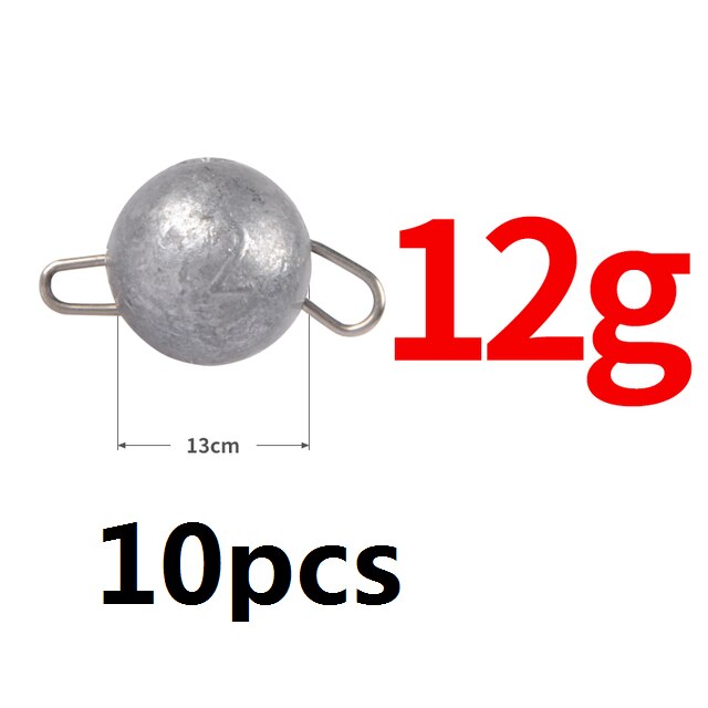Anzuelo de plomo con cabeza plomada, señuelo suave de peso de bala para agua profunda, accesorios de aparejos de pesca Texas, 10 piezas: 10PCS   12G