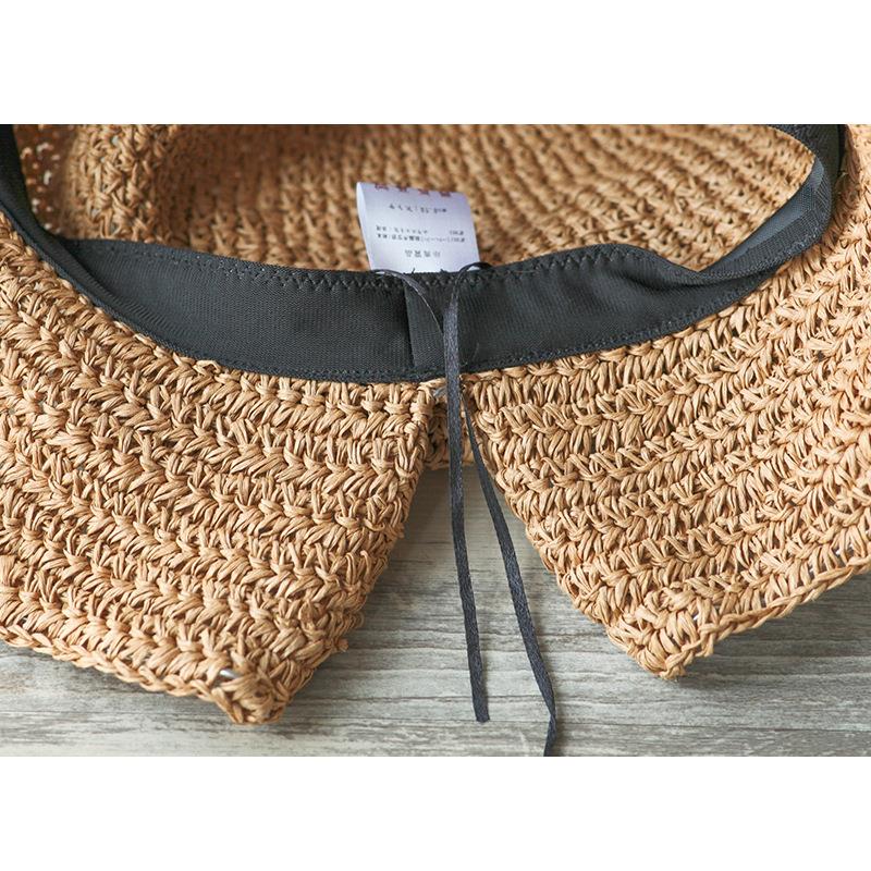 Handgemaakte 100% Raffia Boog Zonnehoed Brede Rand Floppy Zomer Hoeden Voor Vrouwen Beach Panama Stro Koepel Emmer Hoed femme Schaduw Hoed