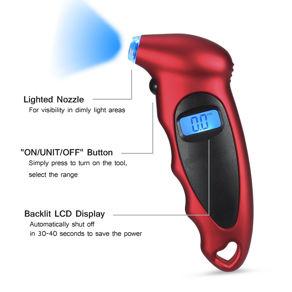 Manómetro Digital de presión de neumáticos, 150 PSI, 4 Ajustes para coche, camión, bicicleta con LCD retroiluminado y agarre antideslizante