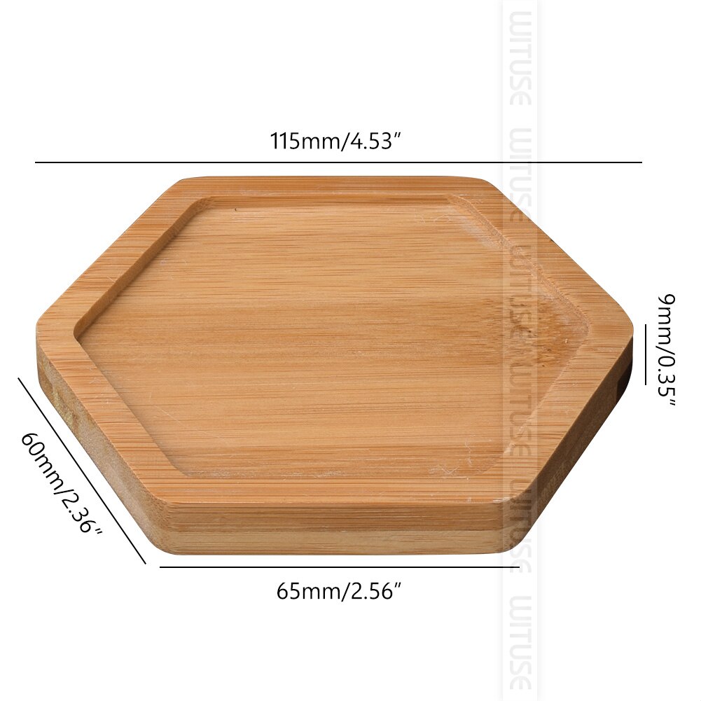 2pc Bamboo Home Mini World Garden Decoration Pot Trays Miniature Figurines Flowerpot Plate DIY Accessories Ornaments: Large hexagonx 2