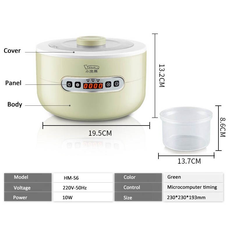 1L Yogurt Maker Smart Natto Rice Wine Machine Yogurt Automatic Multifunctional Fermentation Machine Glass Linner DIY Tools 220V