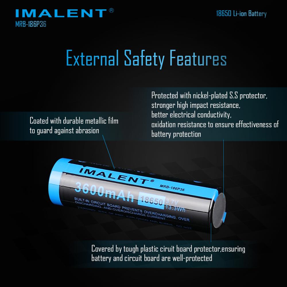 IMALENT Original 18650-3600mAH Li-ion Battery Flashlight Batteries Environmental Protection High Discharge Rate
