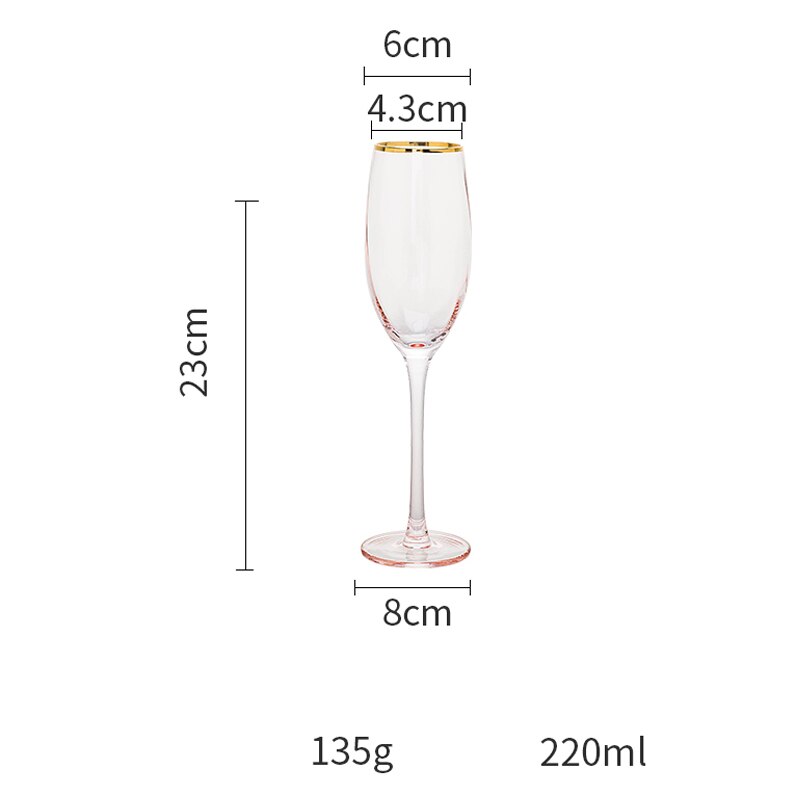 Europa håndmalet guld krystal vinglas pink bæger cocktailglas champagneglas dessertkop mælkeglas bryllupsglas: F 23 x 4.3 x 8cm