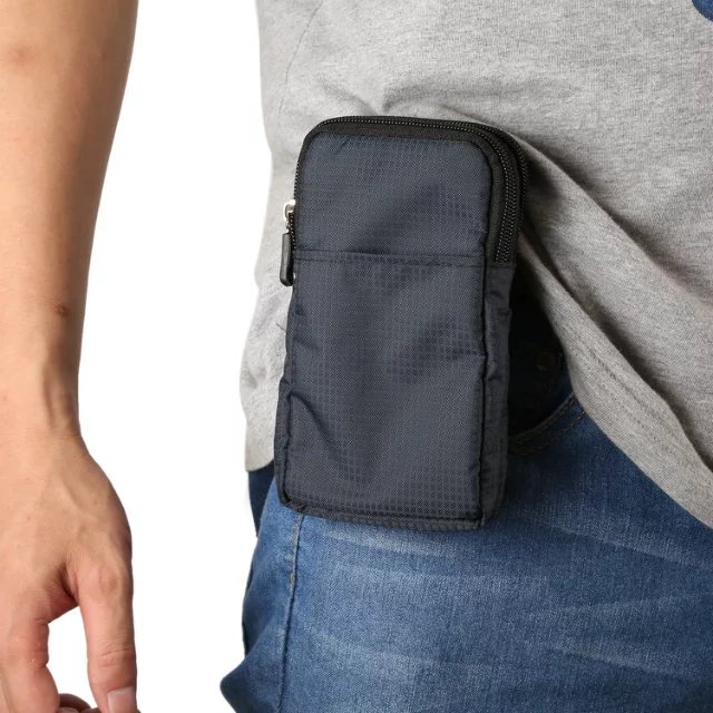 Mobile Phones Pouch Outdoor 3 Pockets 2 Zippers Wallet Case Belt Clip Bag Oukitel K13 Pro K12 K9 WP3 WP5 Y1000 Y4800 C16 K7 Pro: 6.5-7.2inch / dark blue