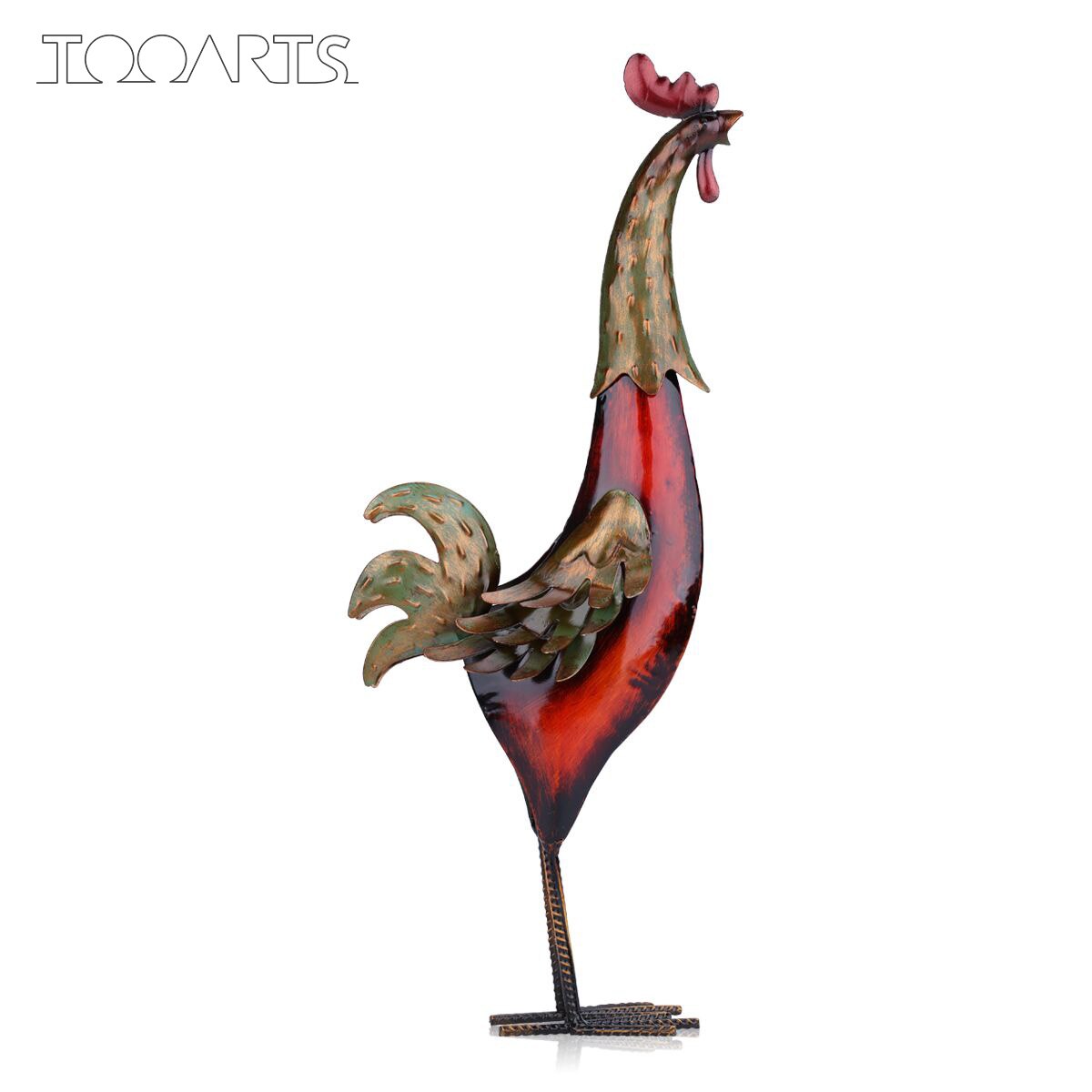 Figurina in metallo gallo scultura intagliato gallo di ferro articoli per l'arredamento della casa opere d'arte decorazione della casa: B
