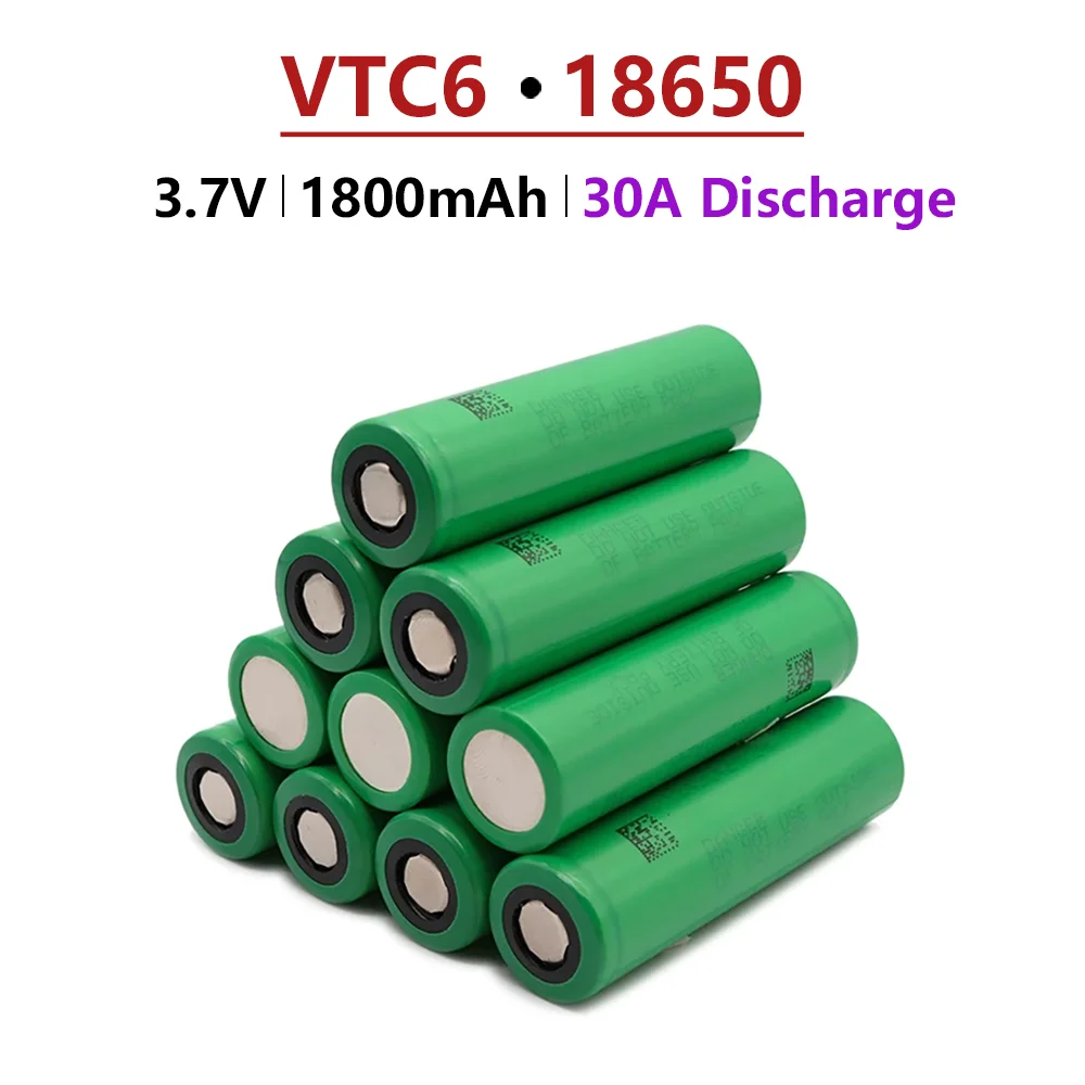18650 Akku 2024 Neuer Bestseller VTC6 Li-Ion 3,7 V 1800 mAh wiederaufladbarer Akku Geeigneter Schraubendreher-Akku für Taschenlampen-Spielzeug
