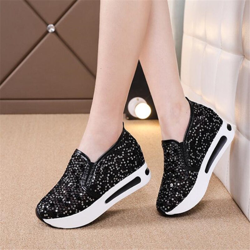Zapatos deportivos con cuña oculta para mujer, zapatillas de suela gruesa que aumentan la altura, con plataforma tonificadora, zapatos de salto