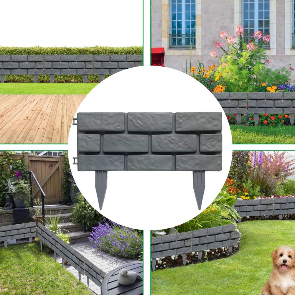Clôture de jardin Imitation brique grise, 4 pièces/ensemble, épissure détachable, effet Imitation brique, clôture de cour