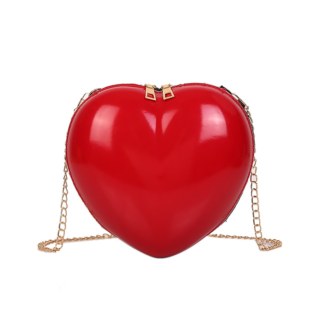 Frauen Zipper Liebe Herz Geformt Umhängetaschen Süße Mädchen Kette Schulter Tasche Damen Abend Handtaschen Geldbörse Für Party Hochzeit # P