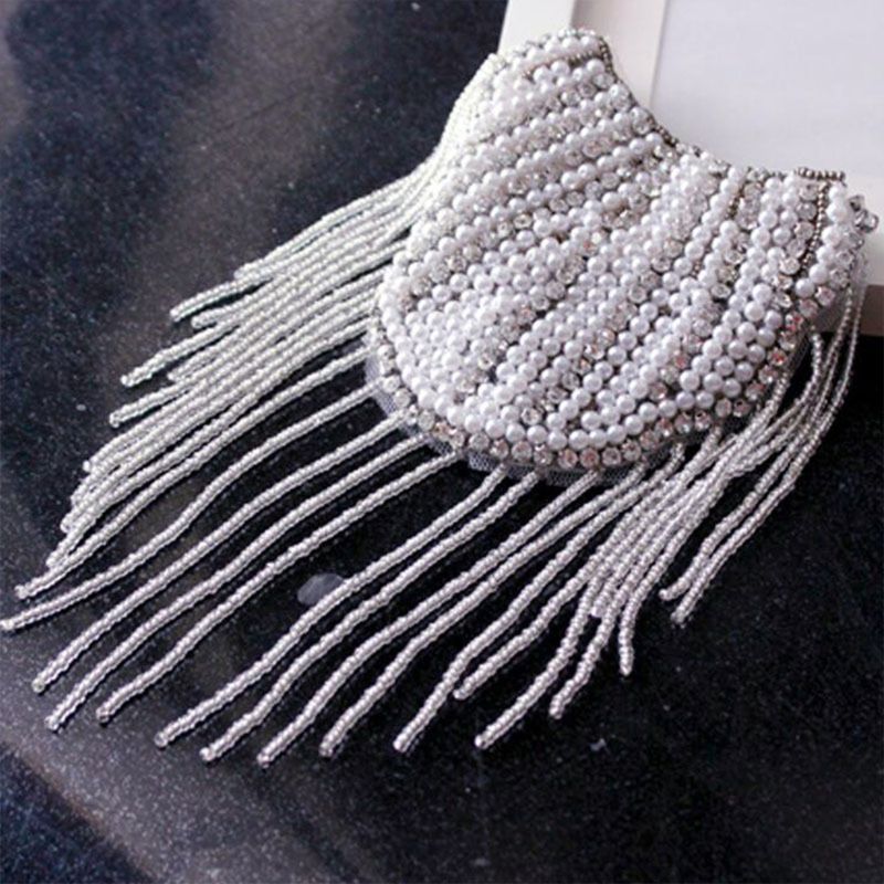 unisex handgefertigt Schmuck Quasten Kette Epaulette Faux Perle Schulter Bord Abzeichen