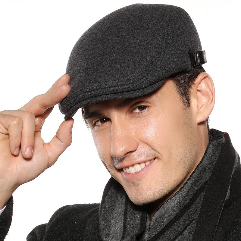 K258-gorros elegantes de lana para hombre, sombrero de boina para exteriores, otoño e invierno, gorra de Retro, sombrero de pintor, cuerno,