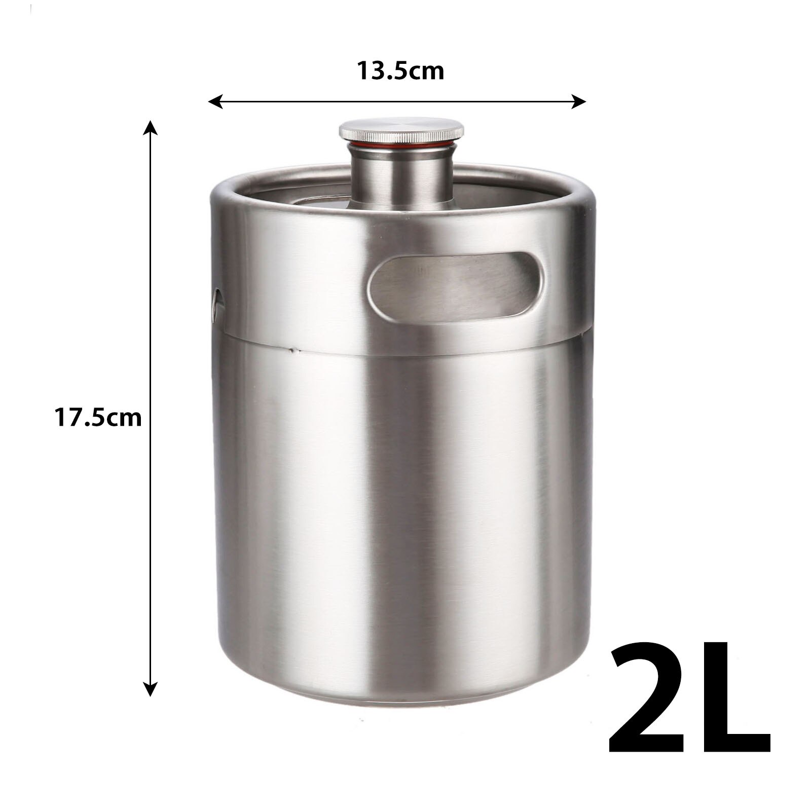 Mini fût de bière pressurisé en acier inoxydable, 1 pièce, 2/3.6/4/5L, portatif, pour brassage à domicile, outil de Bar: 2L