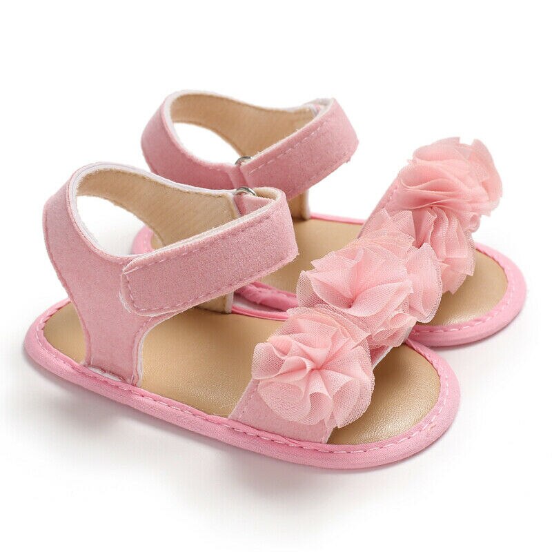 Prinses Baby Sandalen Schoenen Peuter Baby Kinderen Meisjes Leuke Bloemen Platte Schoenen Soft Sole Crib Sandalen Klompen Voor Kleine Baby: Roze / 0-6 months
