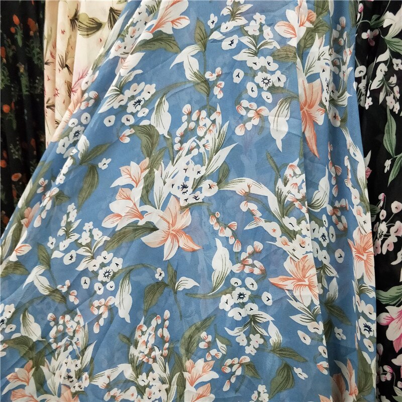 Bloemen chiffon hawaii jurk materiaal chiffon stof diy stof chiffon textiel 1 yard