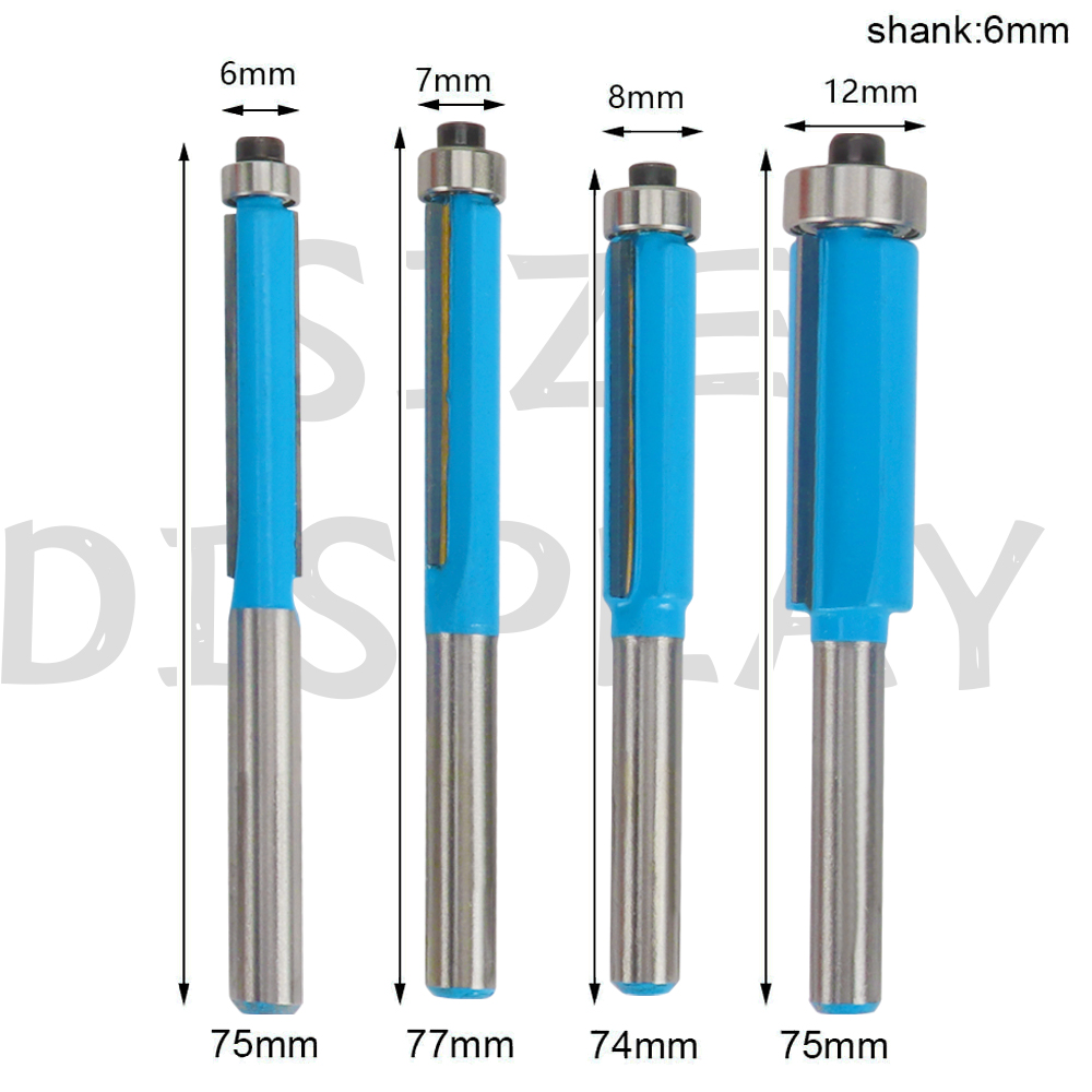 Trimmen Router Bit Set 1/4'' Schaft mit Lager Wolfram Hartmetall Fräser Bit 6mm Schaft für Holz Cutter Fräsen werkzeuge