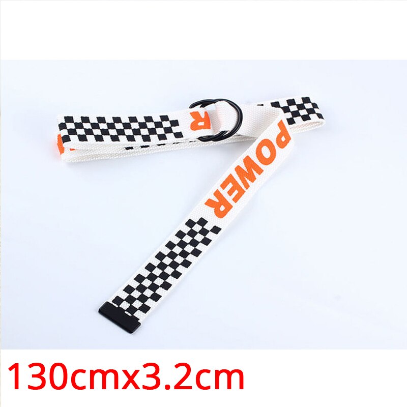Ceinture longue imprimée flamme pour hommes et femmes, unisexe, en toile unie, , Jeans, sangle à boucle métallique, 130cm, 379: White 123