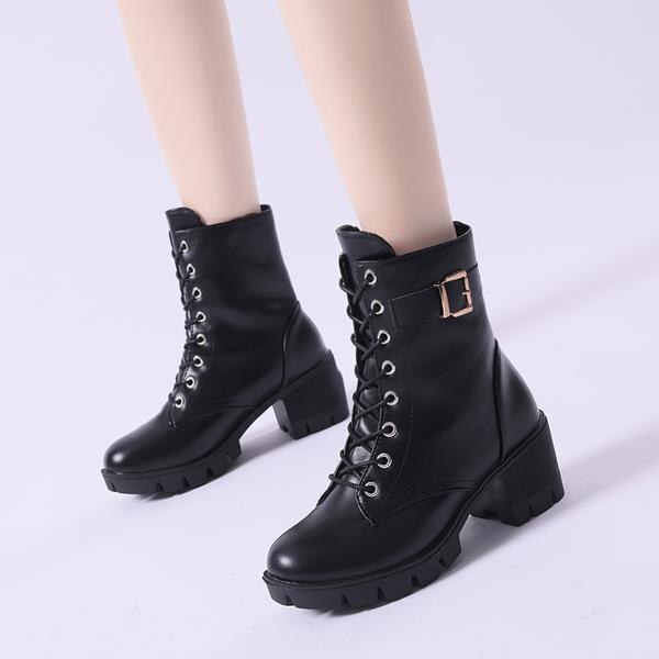 Botas de goma para mujer, zapatos de de lujo para otoño e invierno, ropa de deporte punta redonda, lluvia, Roca, tacón alto,: 39