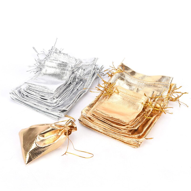 Sacs en Organza avec motif de cordon de serrage pour mariage, pochettes pour bonbons et bijoux, 7x9/9x12/13x18 CM, 10 pièces
