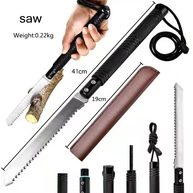 Draagbare Camping Tent Houtkachel Ultralight Houtkachel Met Schoorsteen Leidingen Multifunctionele Wandelen Koken Brandhout Kachel: saw