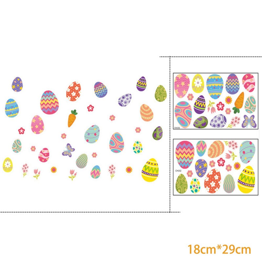 Happy Easter Electrostatic Window Stickers Rabbit Eggs Chick Wall Sticker Easter Decor for Home Easter Party Bunny Wall Decals: J and K