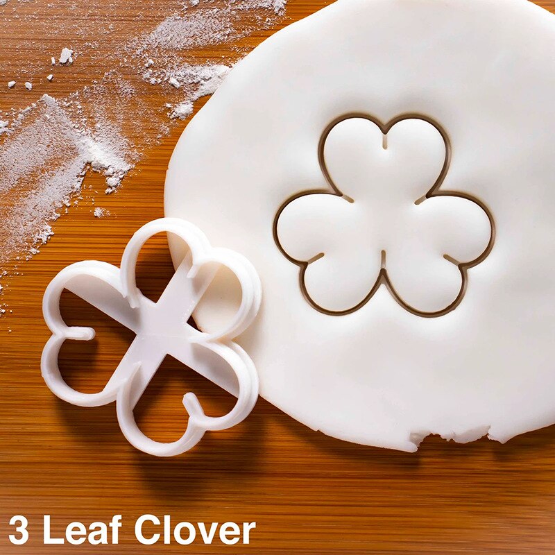 Vier Klavers Cookie Cutter Lucky Bakvorm Voor St. Patrick &#39;S Day Cookie Run Mold Fondant Bakken Tool Keuken accessoires: 3 leaf