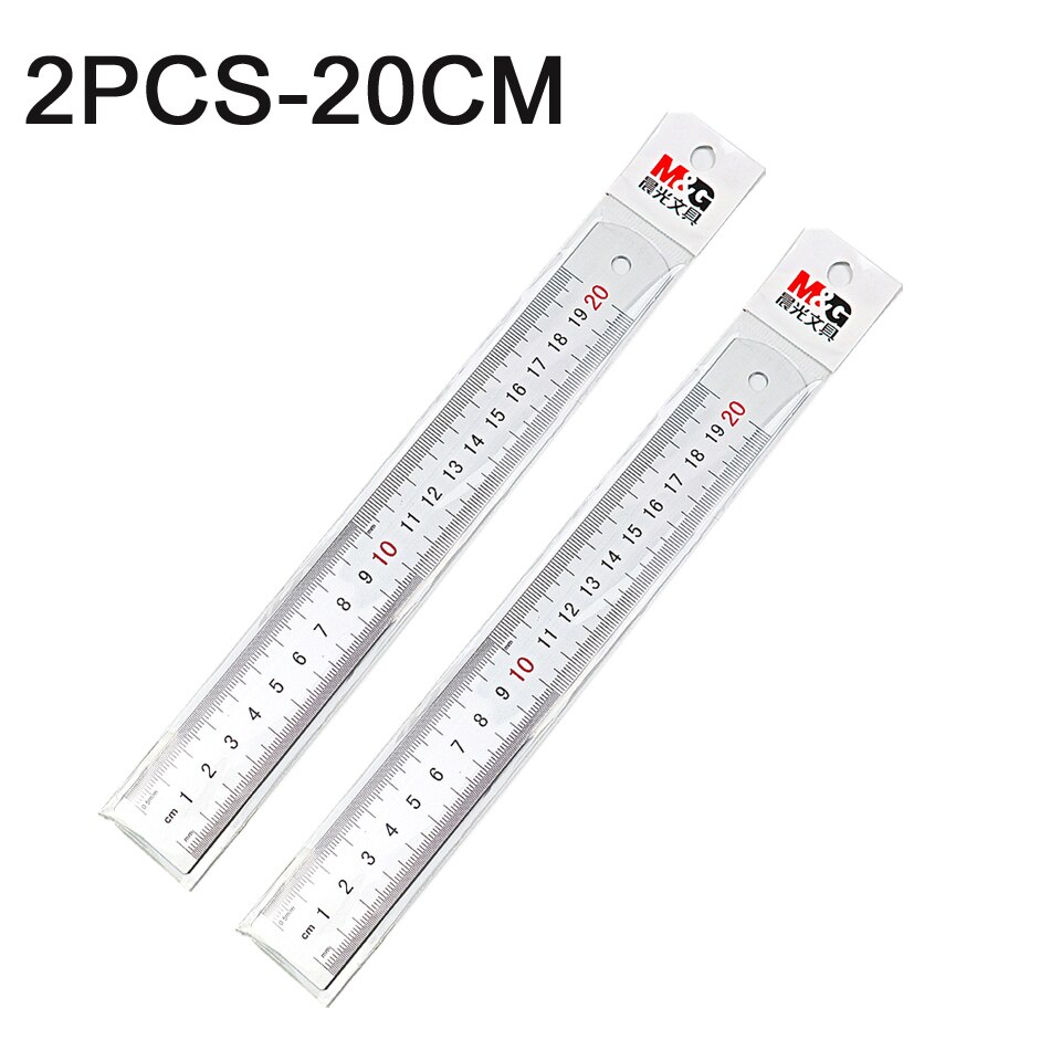 Metal Ruler Aluminum Alloy Straight Rulers Practical Metric And Inches Measurement Double Sided 20-30cm School Office Supplies: 2pcs 20cm