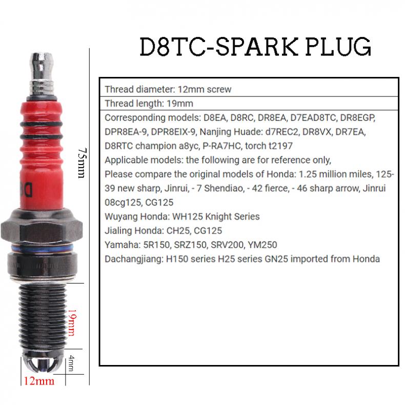 D8tc niveau 3 multi-vinkel tænding rødt hoved motorcykel platin dyser stik egnet til  cg 125cc 150cc 200cc 250cc