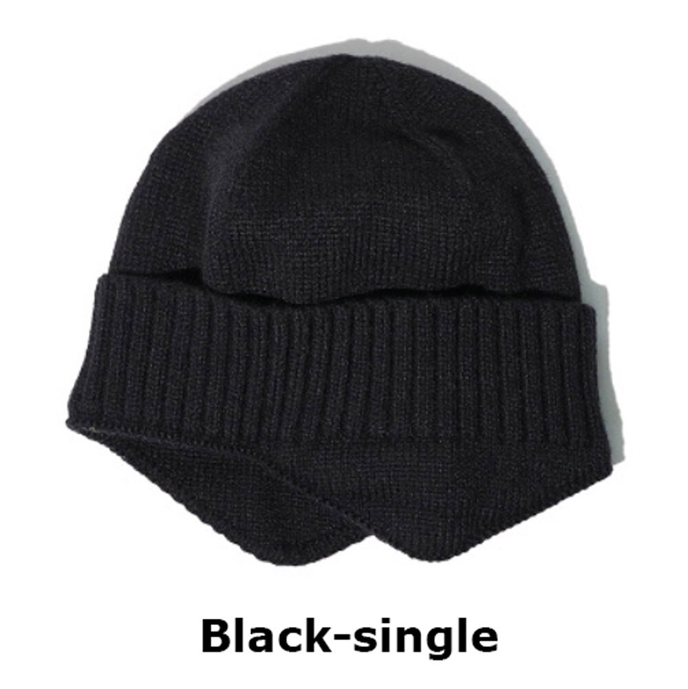Bonnets de Ski à la pour hommes et femmes, en tricot, pour l'extérieur, extensibles, décontractés, doux et chauds, hiver: Black single